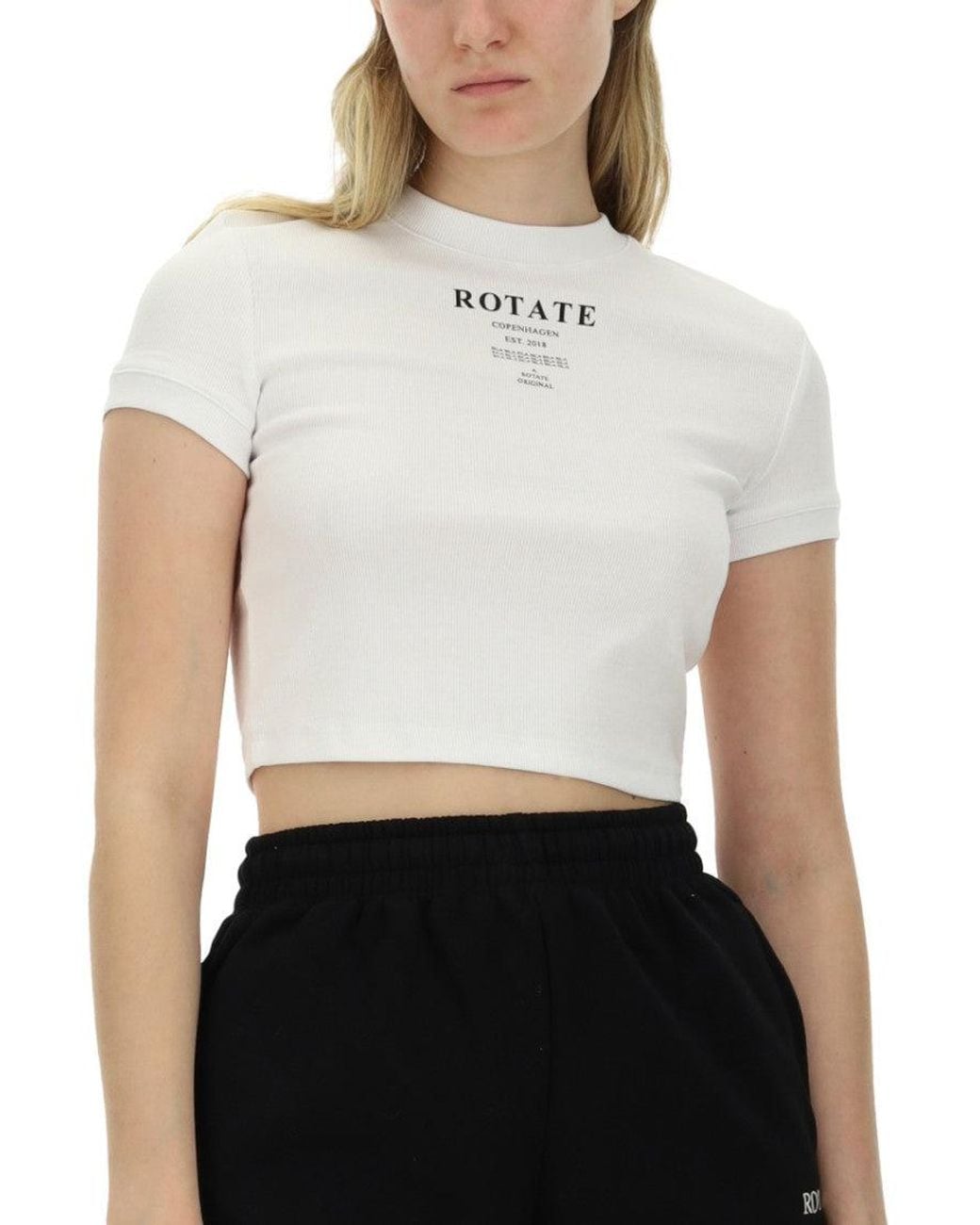 ROTATE BIRGER CHRISTENSEN White Logo Crew Neck T-Shirt