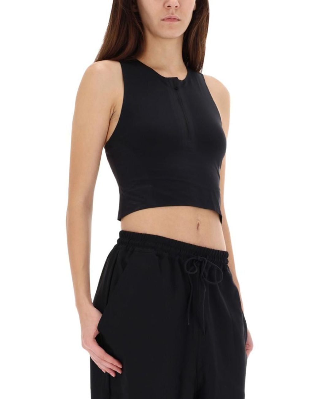 Y-3 Black Solid Round Neck Top