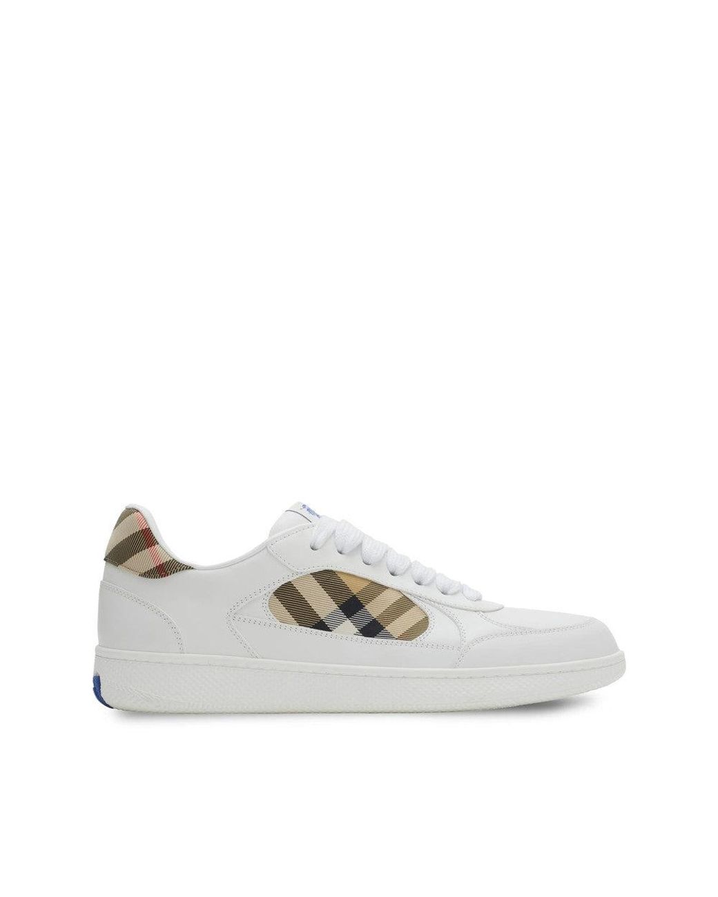 Burberry White Apos;S Terrace Mix Leather And Check Low-Top Sneakers for men