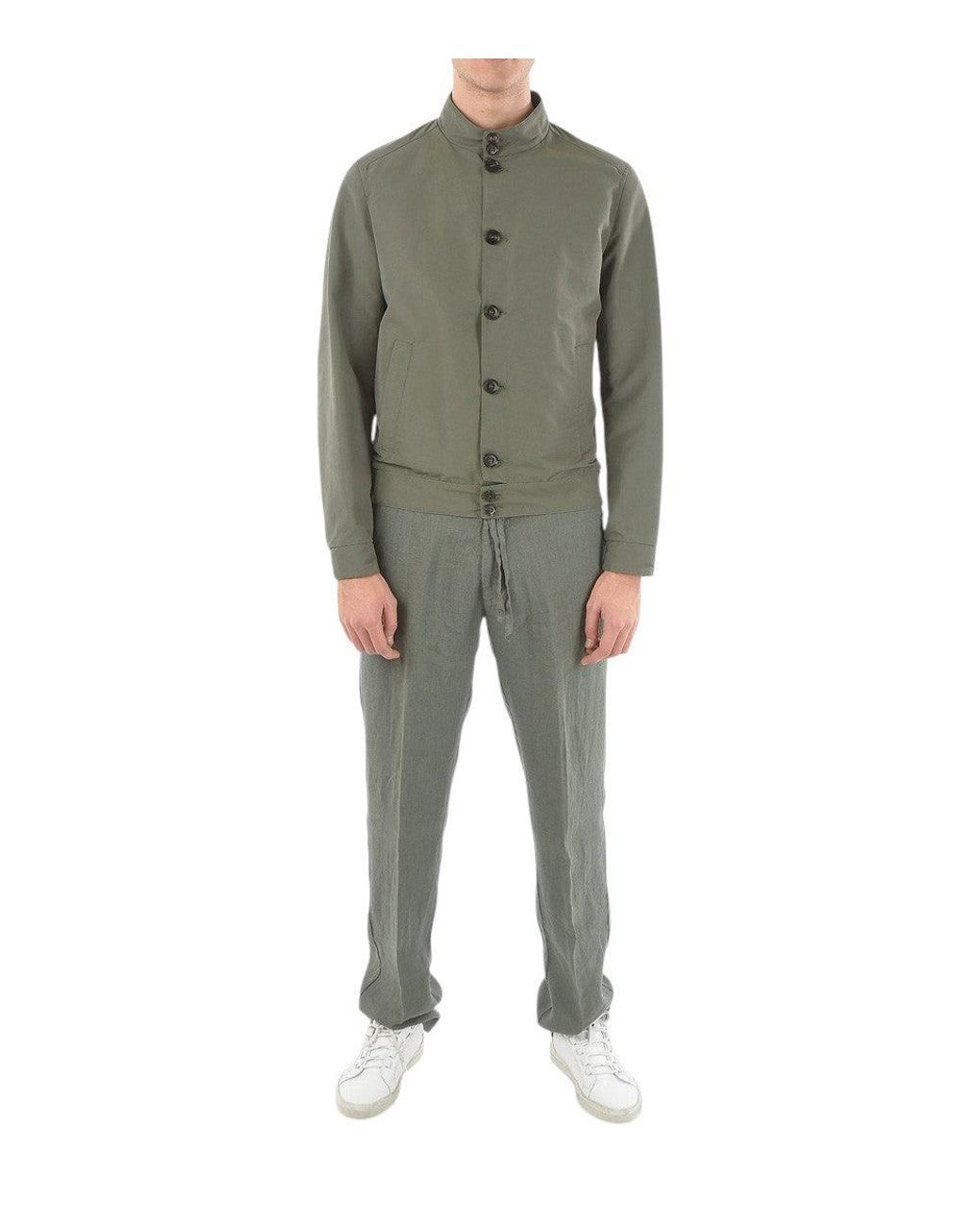 Corneliani Green Mandarin Collar Jacket for men