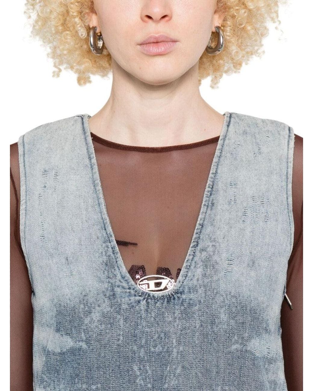 DIESEL Blue V Neck Mini Dress