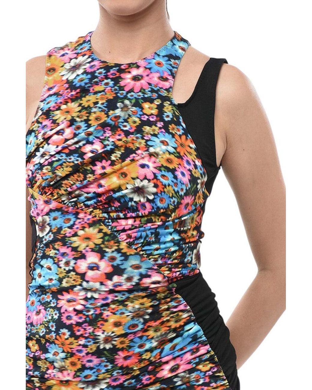 Stella McCartney Red Floral Round Neck Mini Dress