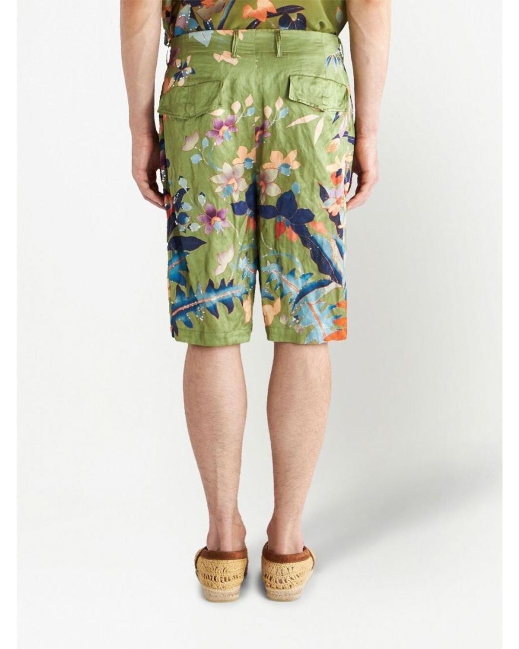 Etro Green Printed Shorts for men
