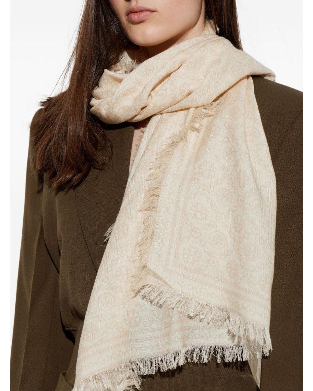 Tory Burch Natural Ivory Signature Scarf