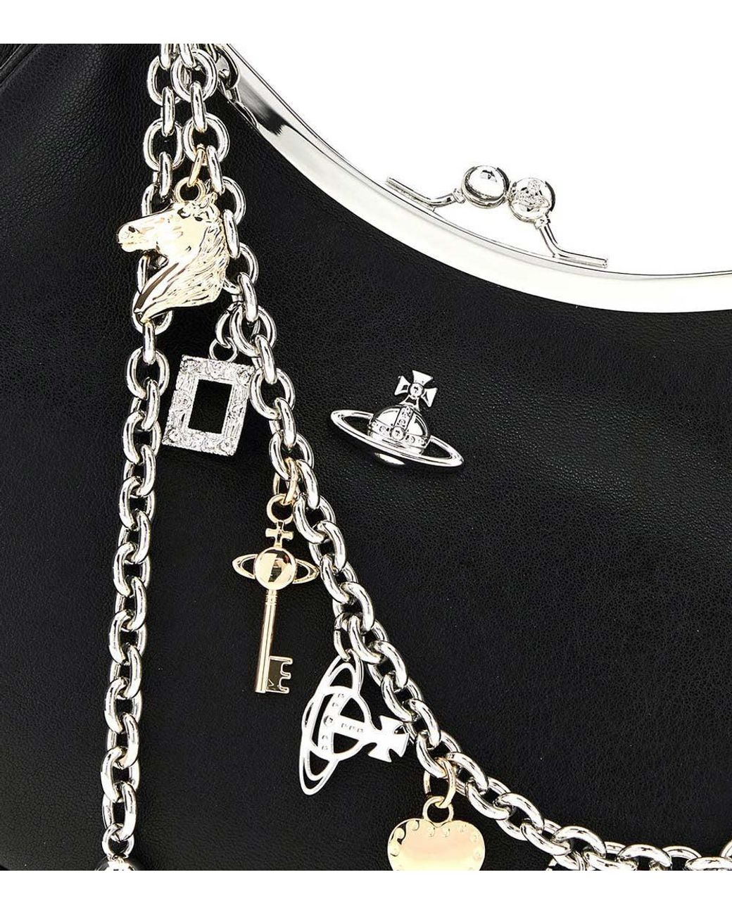 Vivienne Westwood Black Charm Frame Small Shoulder Bag