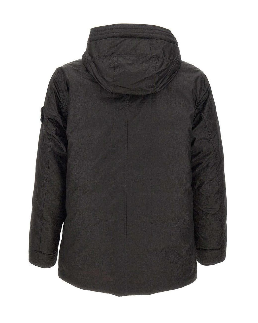 Stone Island Black Hooded Parka Jacket for men