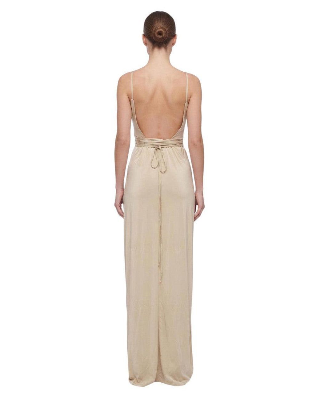 Off-White c/o Virgil Abloh Natural V Neck Maxi Dress