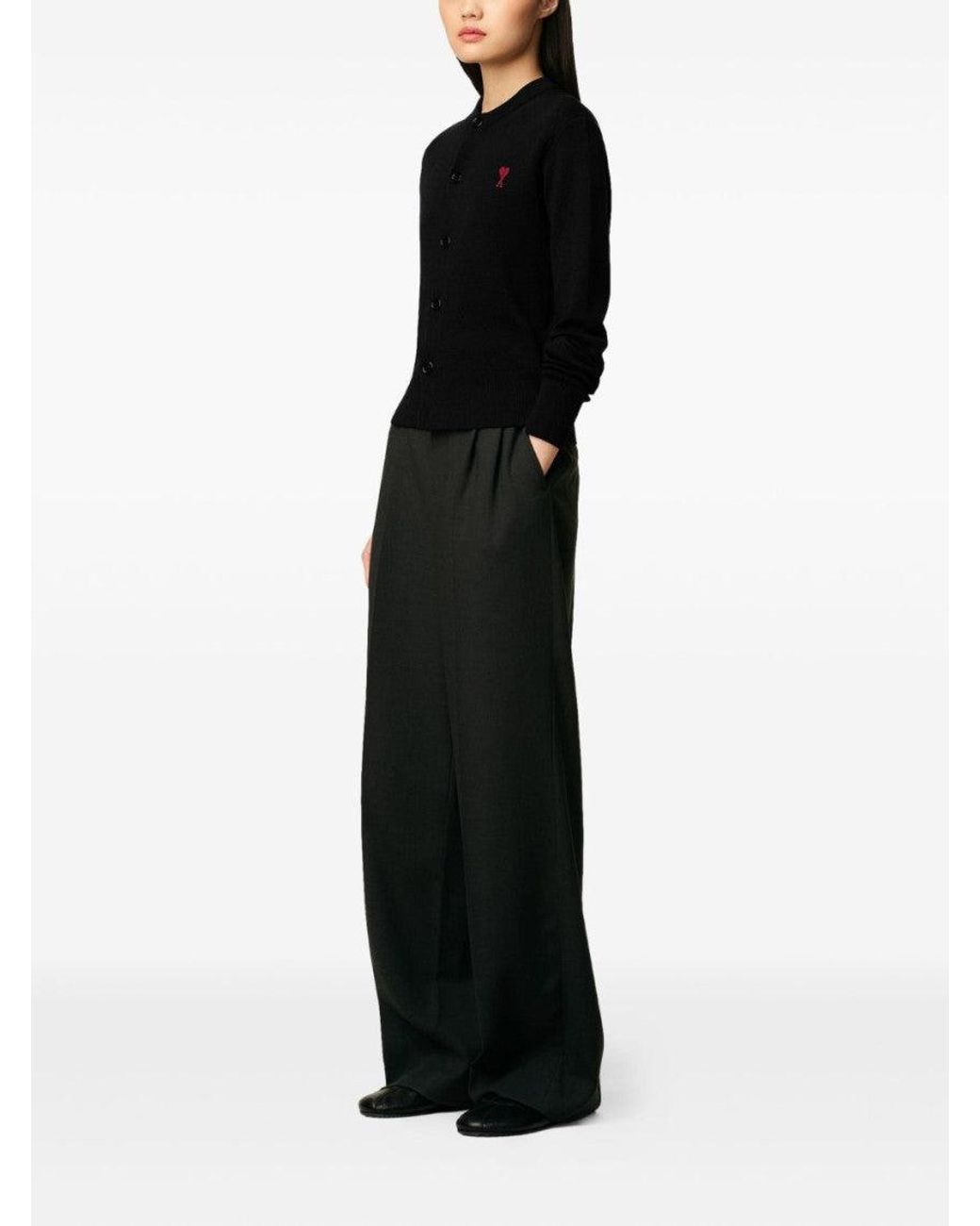 AMI Black Ami De Coeur Wool Cardigan