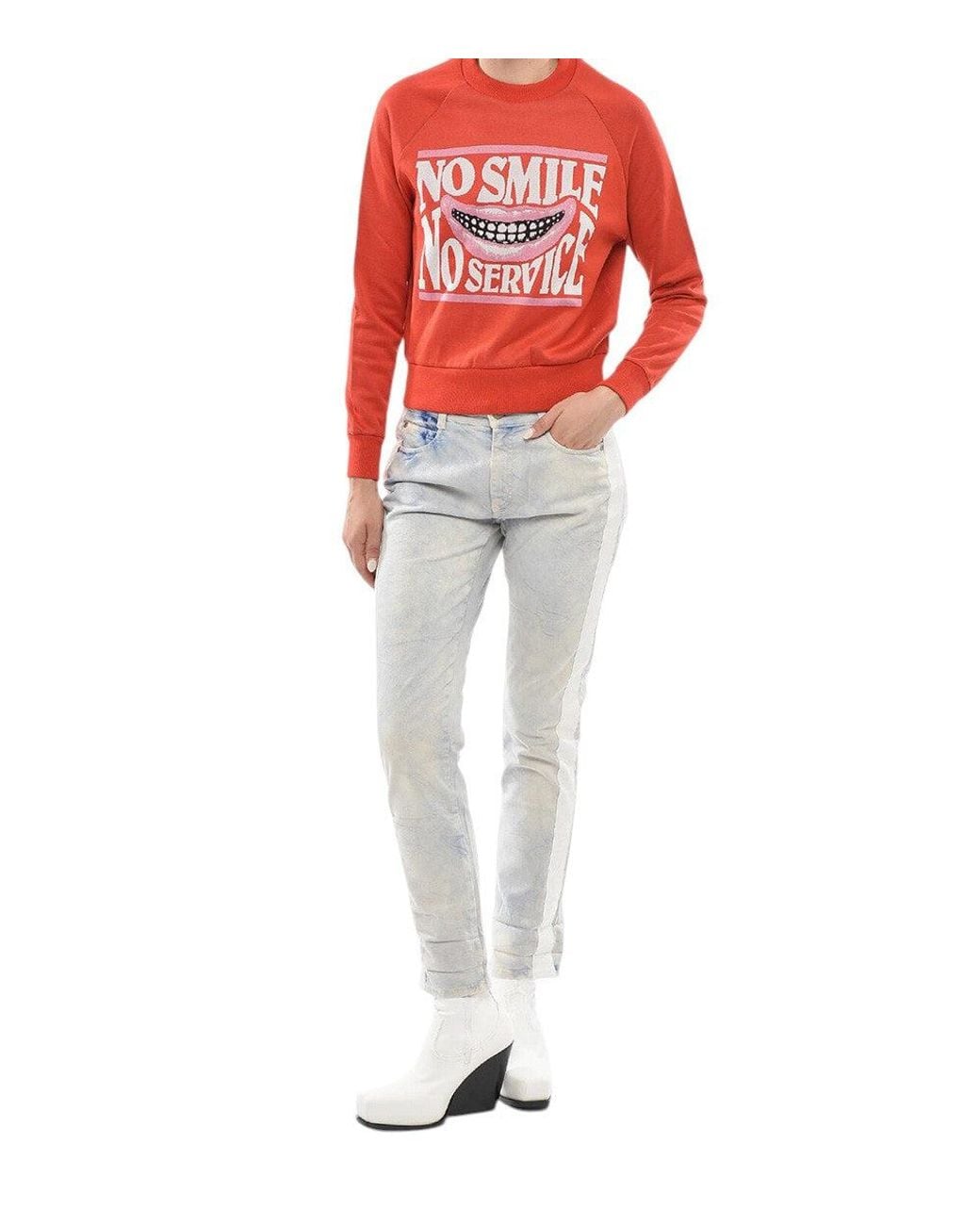 Stella McCartney Red Graphic Crew Neck Sweater