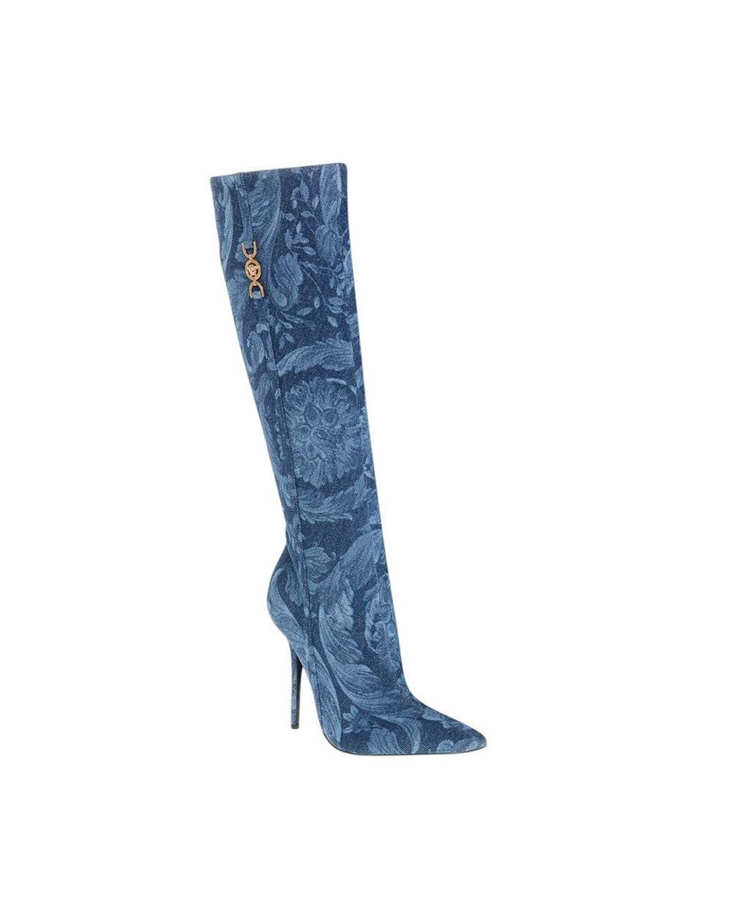 Versace Blue Jacquard Boots