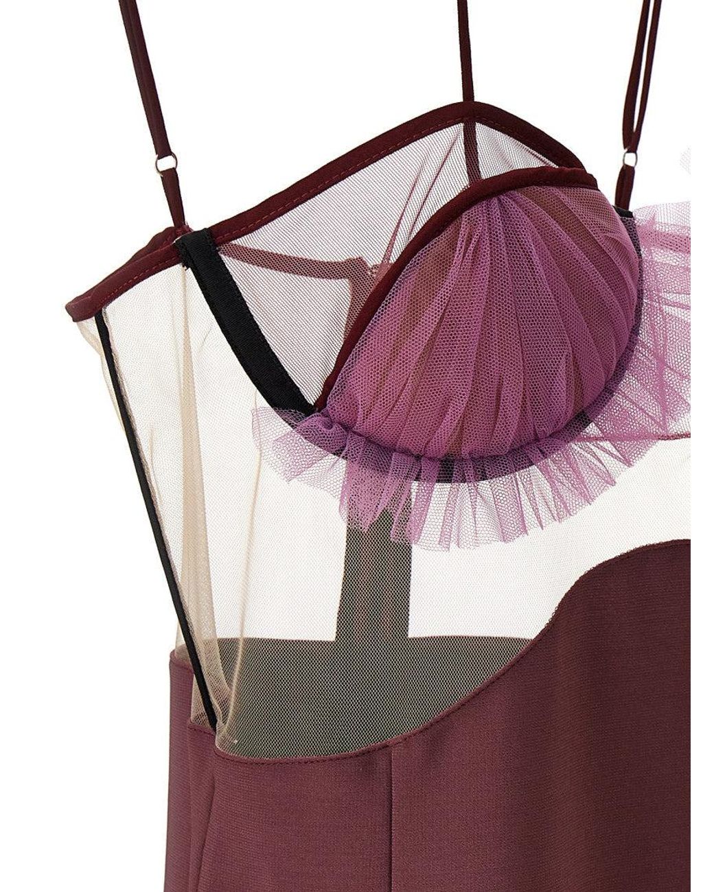 Nensi Dojaka Purple Explosive Flower Bra Dress