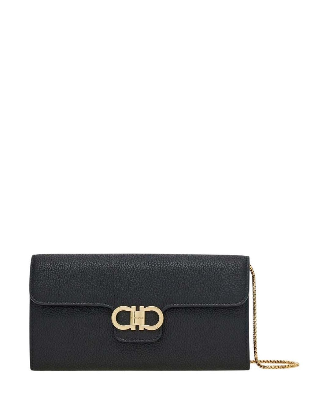 Ferragamo Black Gancini Clutch