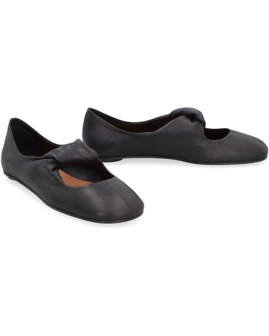 McQueen Black Leather Ballet Flats