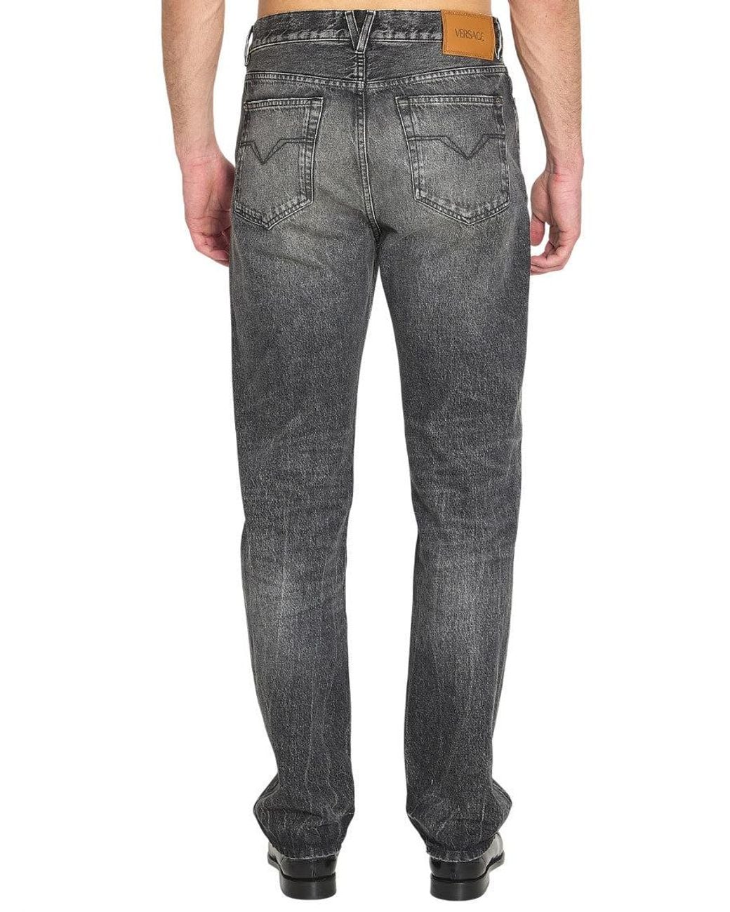 Versace Gray Straight Mid Rise Jeans for men