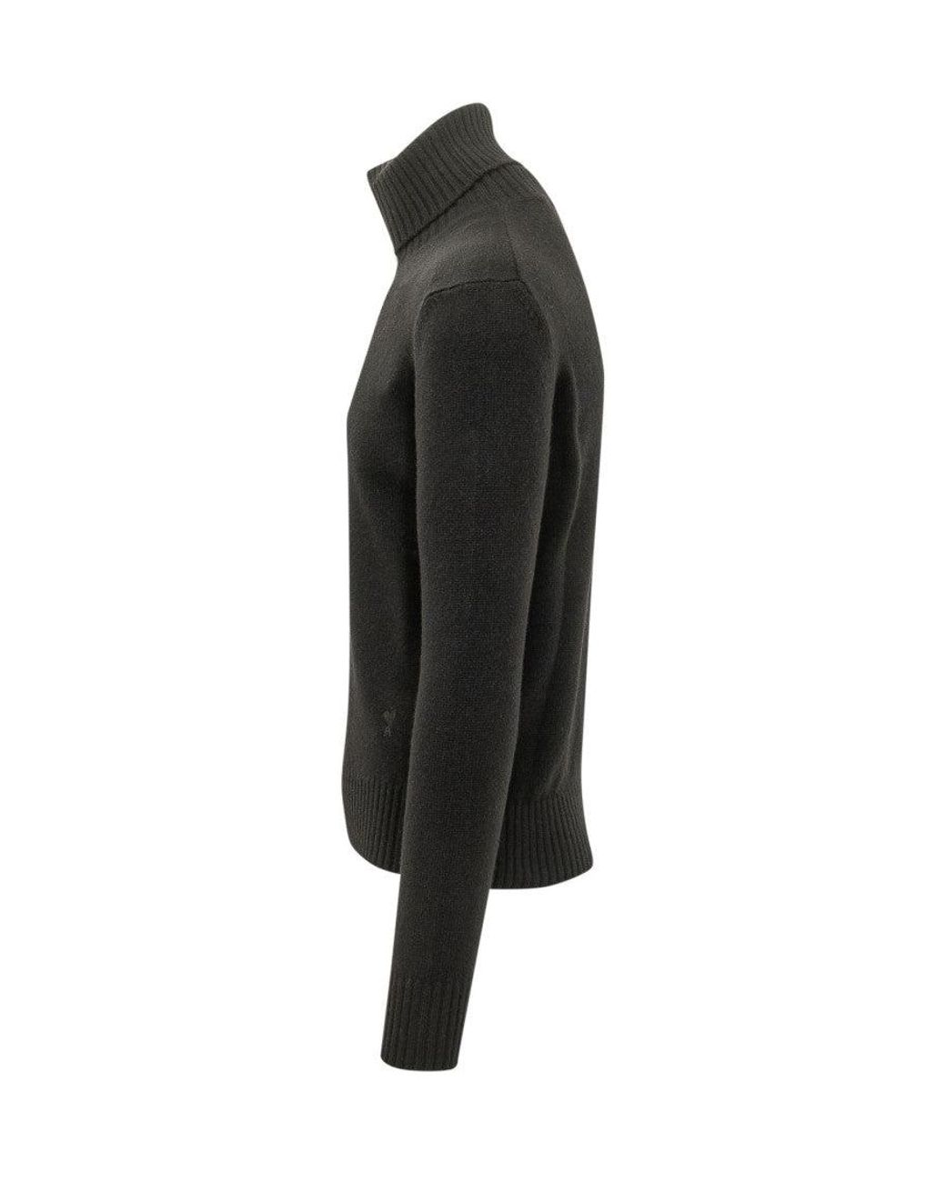 AMI Black Turtle Neck Sweater for men