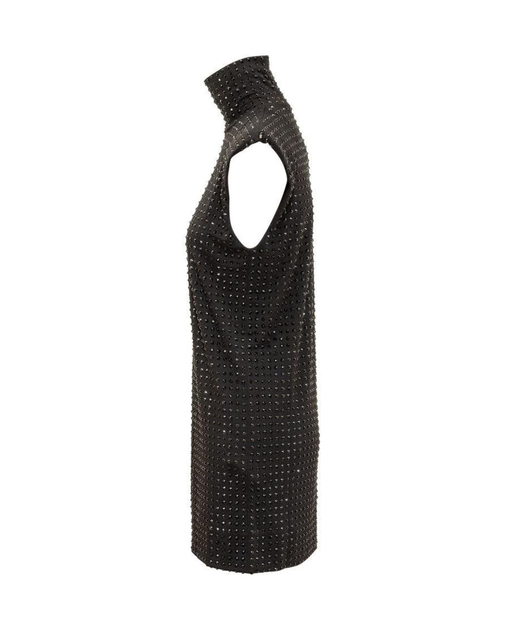 Sportmax Black Embellished Turtle Neck Mini Dress