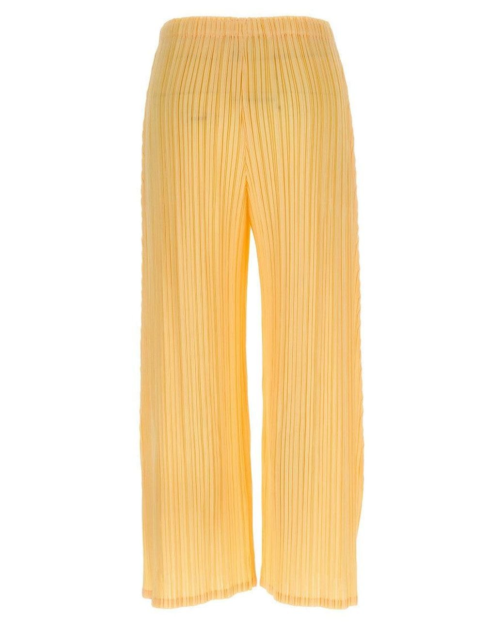 Issey Miyake Yellow 'Mellow Pleats' Pants