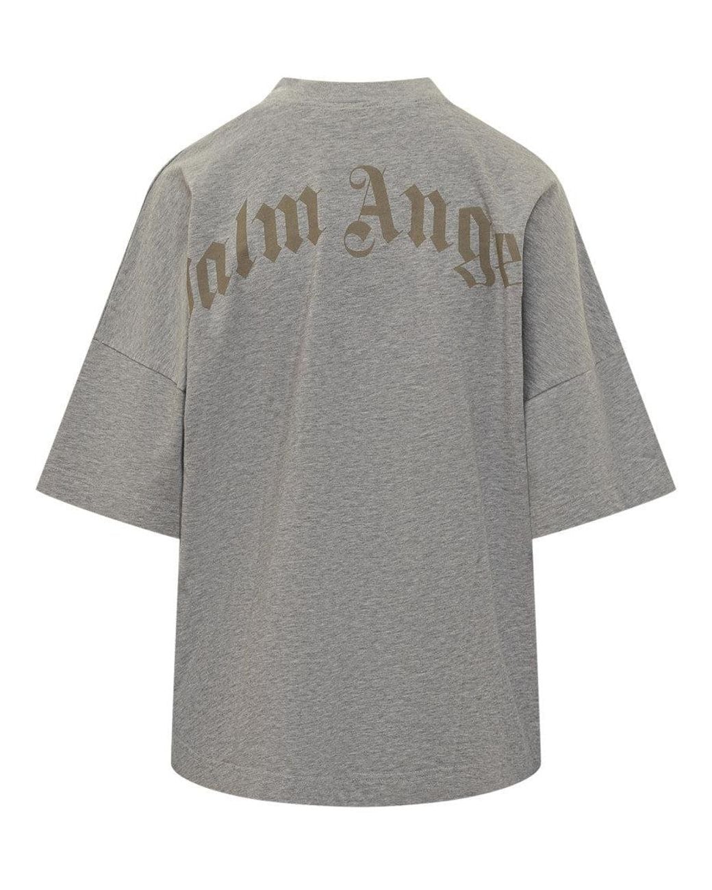 Palm Angels Gray Logo Round Neck T-Shirt
