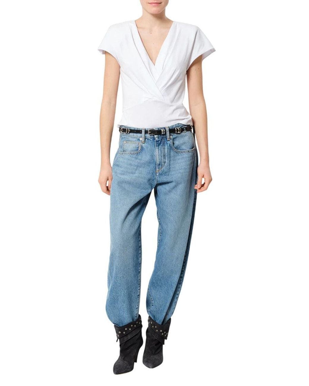 Isabel Marant White Solid V Neck T-Shirt