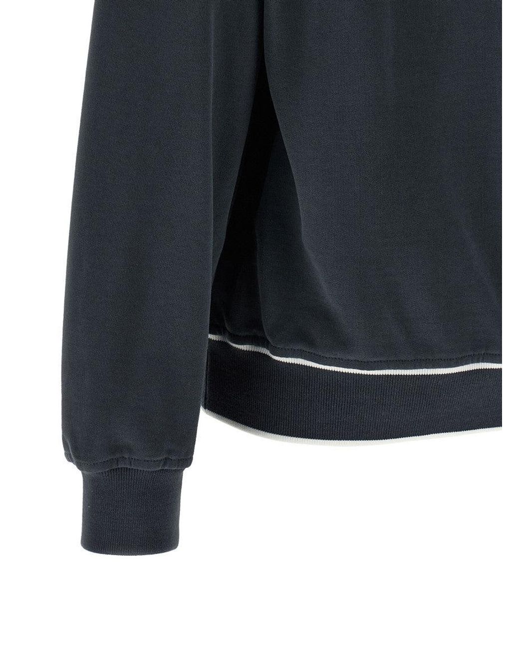 Brunello Cucinelli Black Logo Mock Collar Sweatshirt