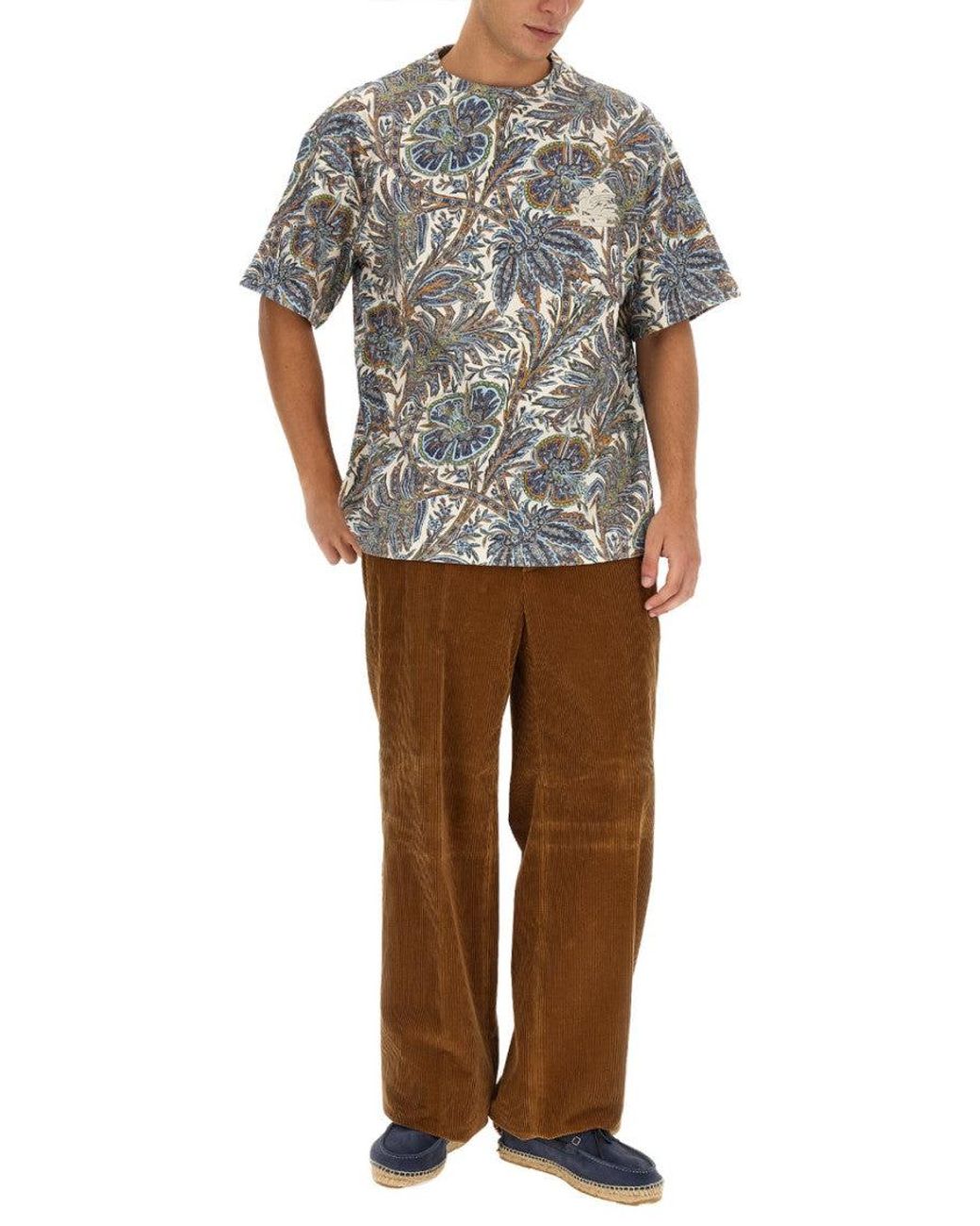 Etro Gray Floral T-Shirt for men