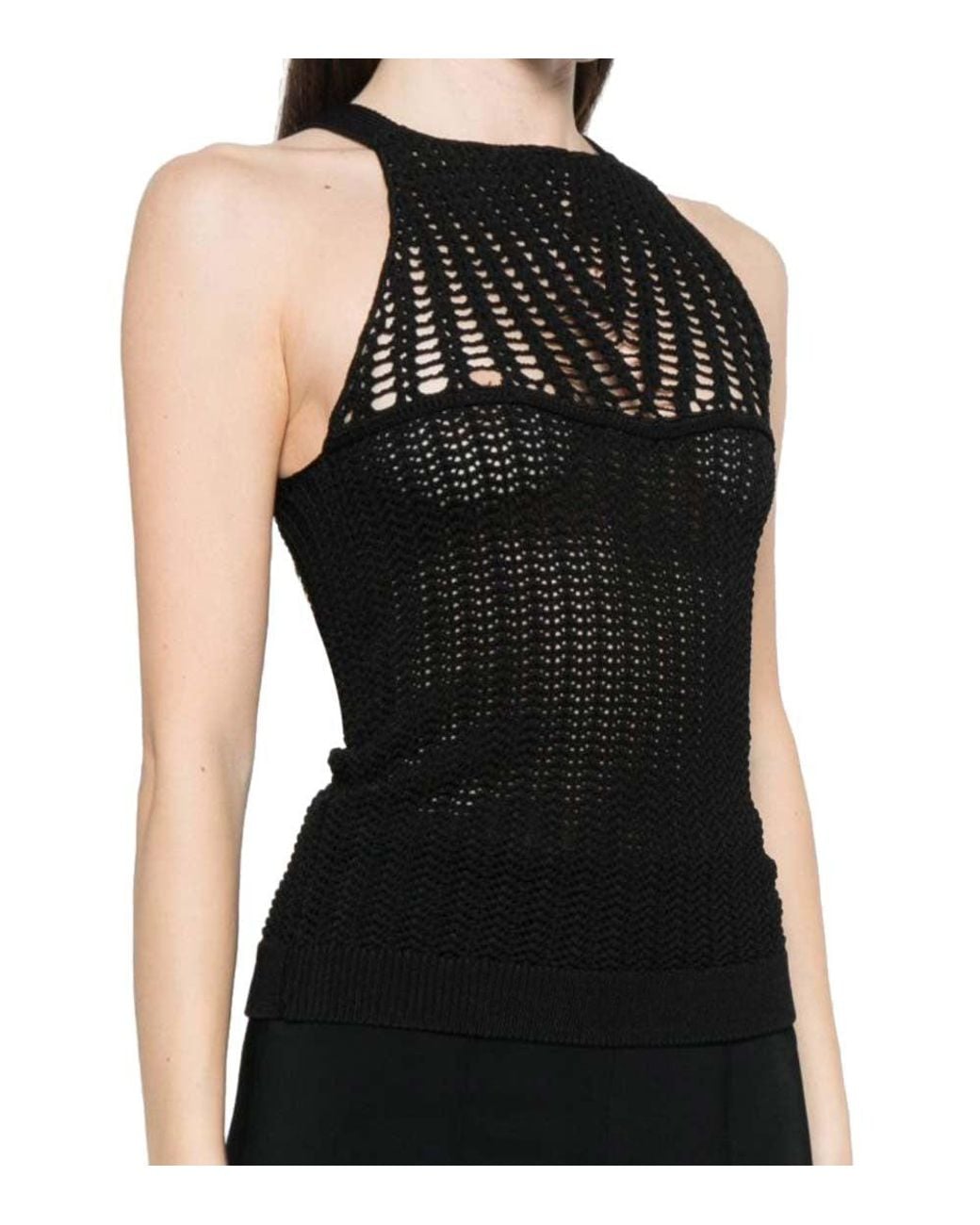 IRO Black Embellished Scoop Neck Top