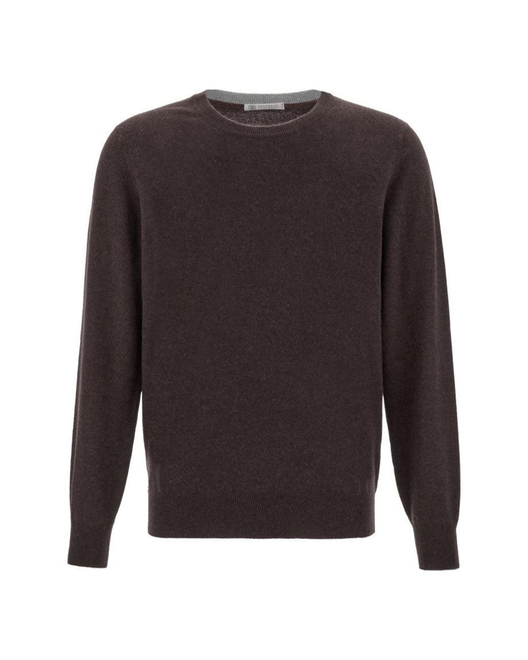 Brunello Cucinelli Gray Dark Knitted Sweater for men