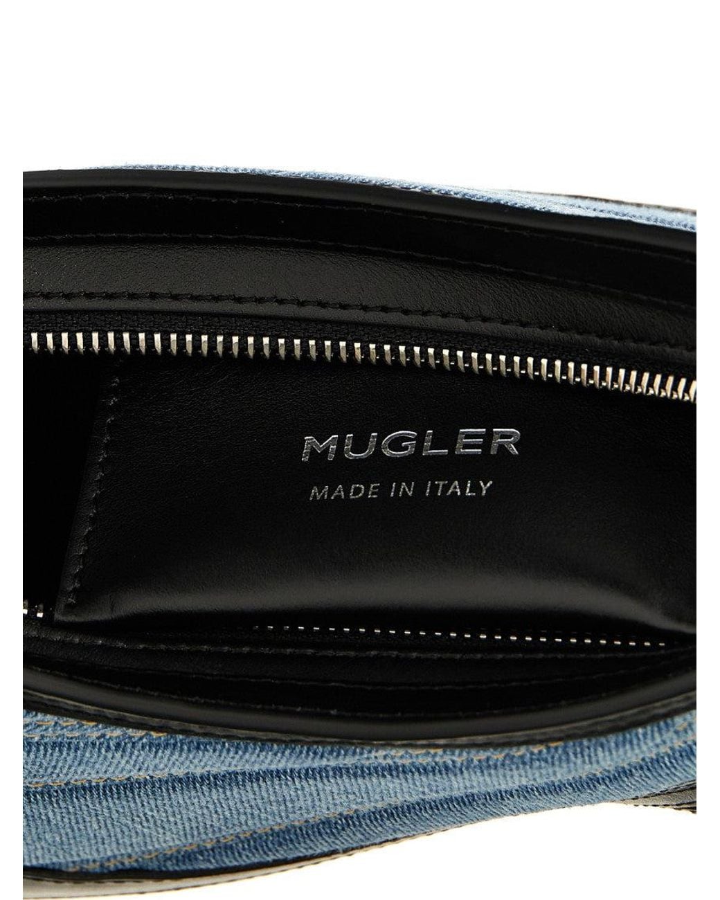 Mugler Blue Denim Spiral Curve 01 Small Shoulder Bag