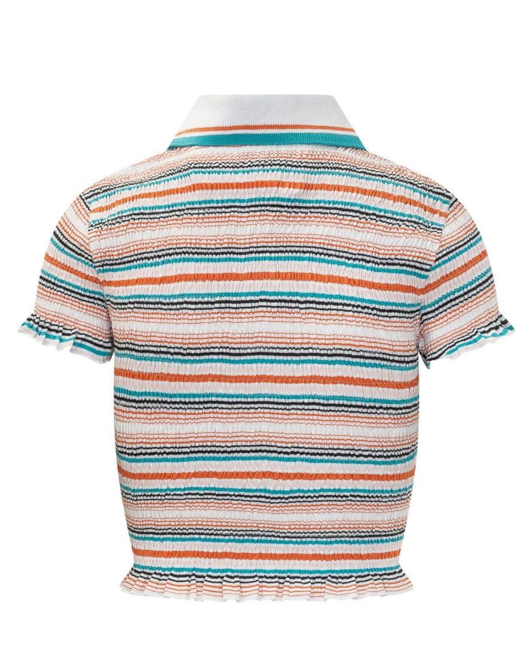 Casablanca Gray Shirred Polo With Stripes