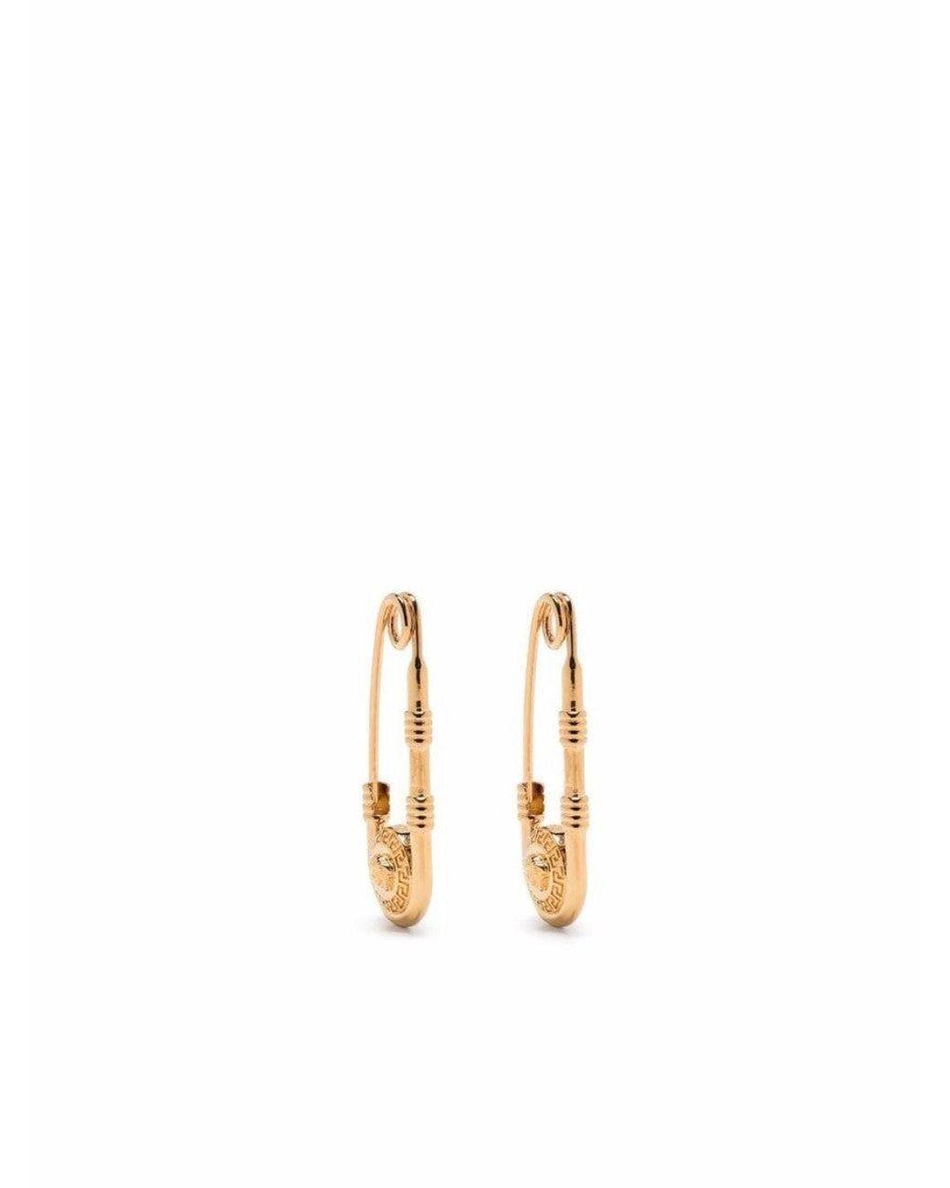 Versace Metallic Golden Safety Pin Earrings