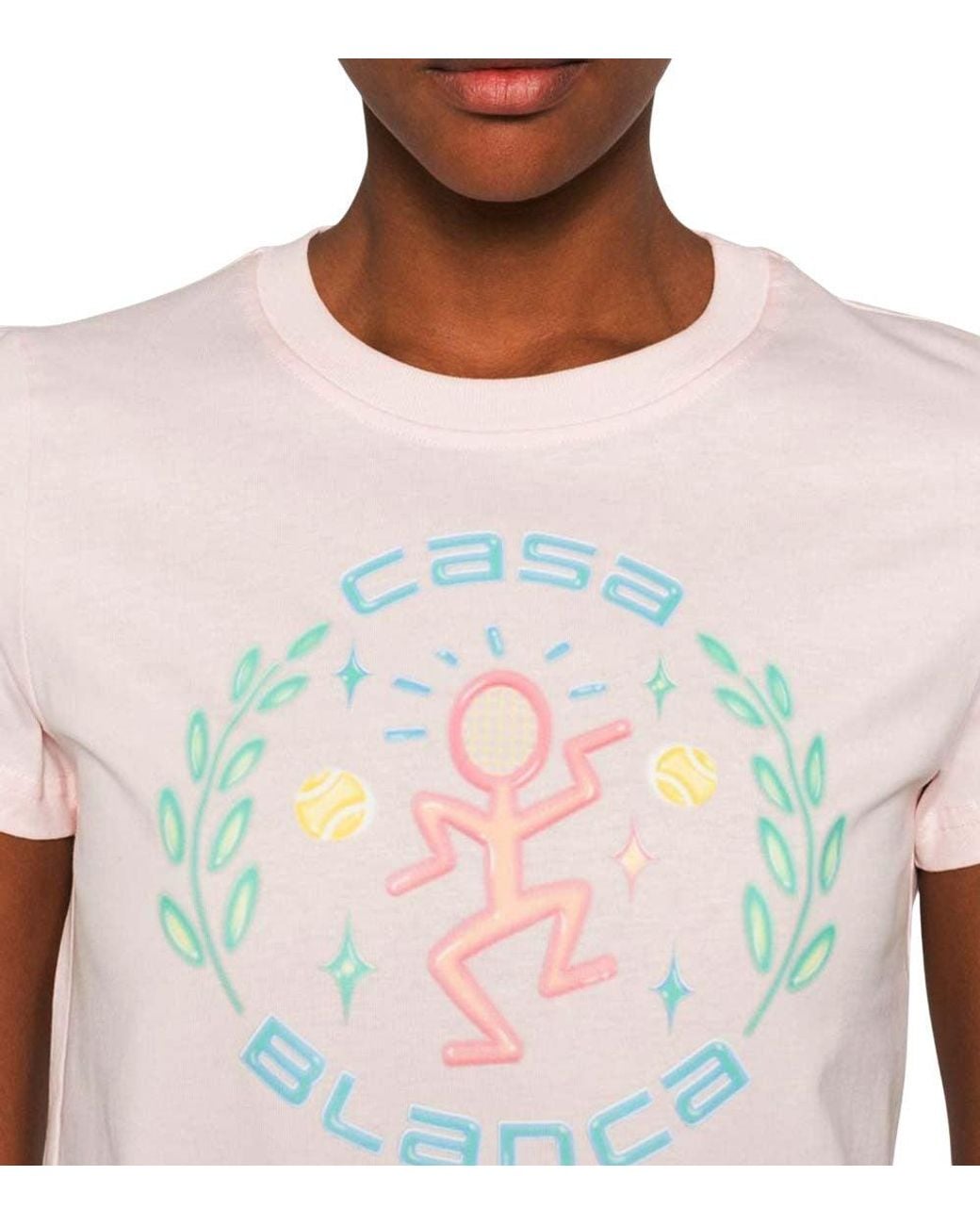Casablanca Pink Crew Neck Graphic Logo Print T-Shirt