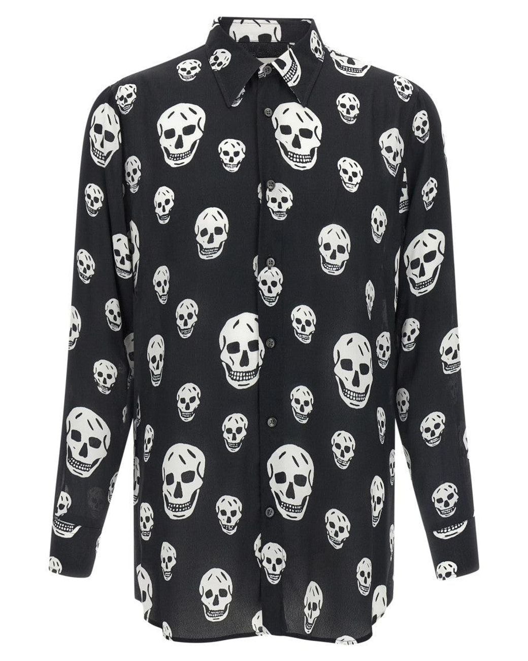 McQueen Black Regular Graphic Shirt for men
