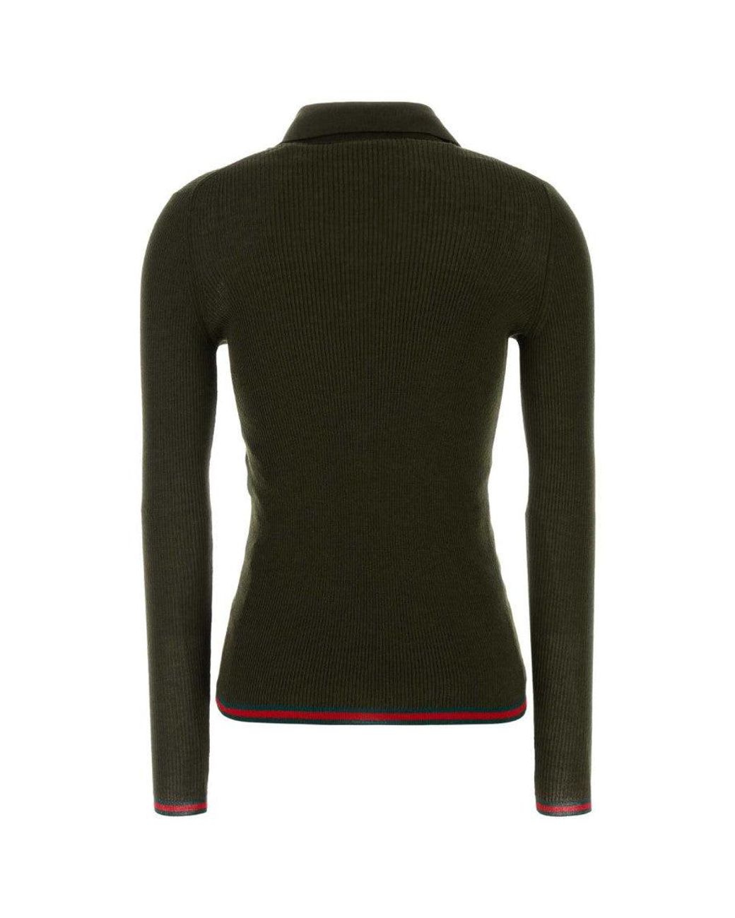 Gucci Green Wool Polo Sweater
