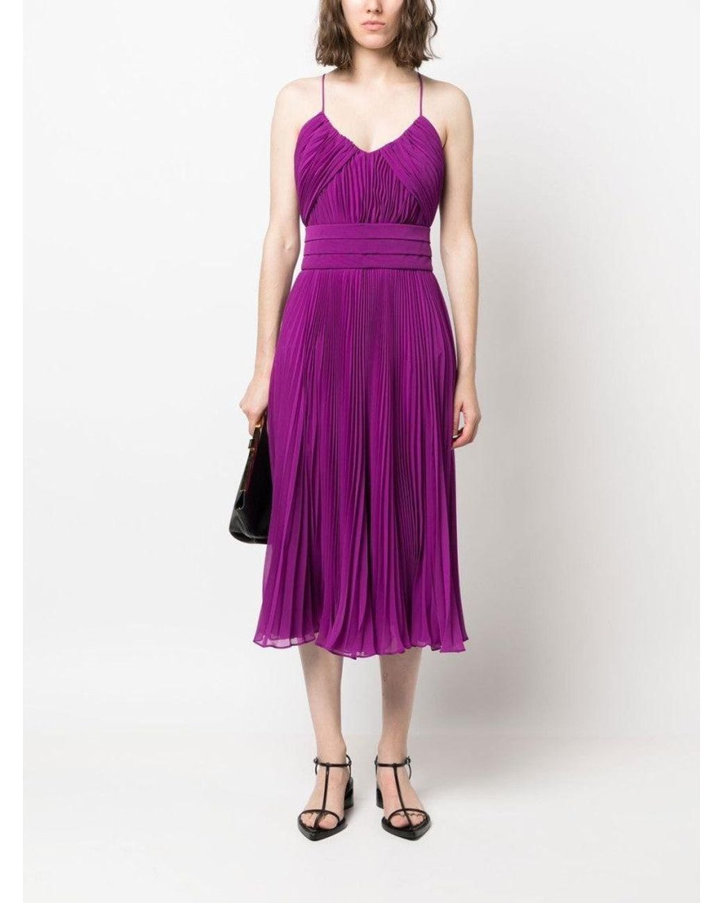 Max Mara Purple Pleated Midi Dress