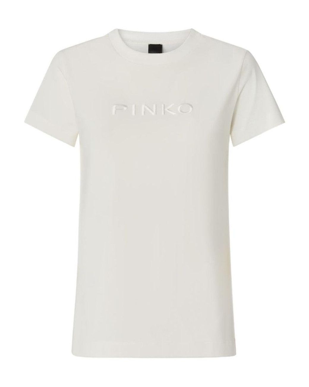 Pinko White Embossed Logo T-Shirt