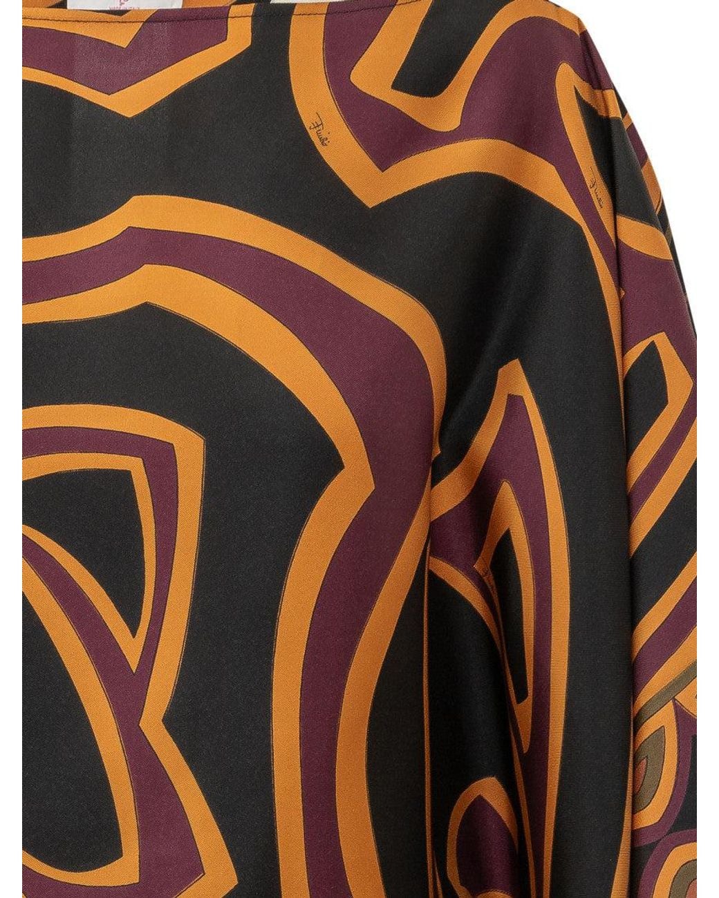 Emilio Pucci Multicolor Abstract Boat Neck Top