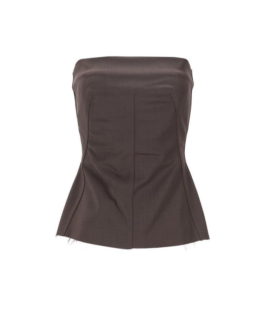 Rick Owens Brown Strapless Panelled Design Top