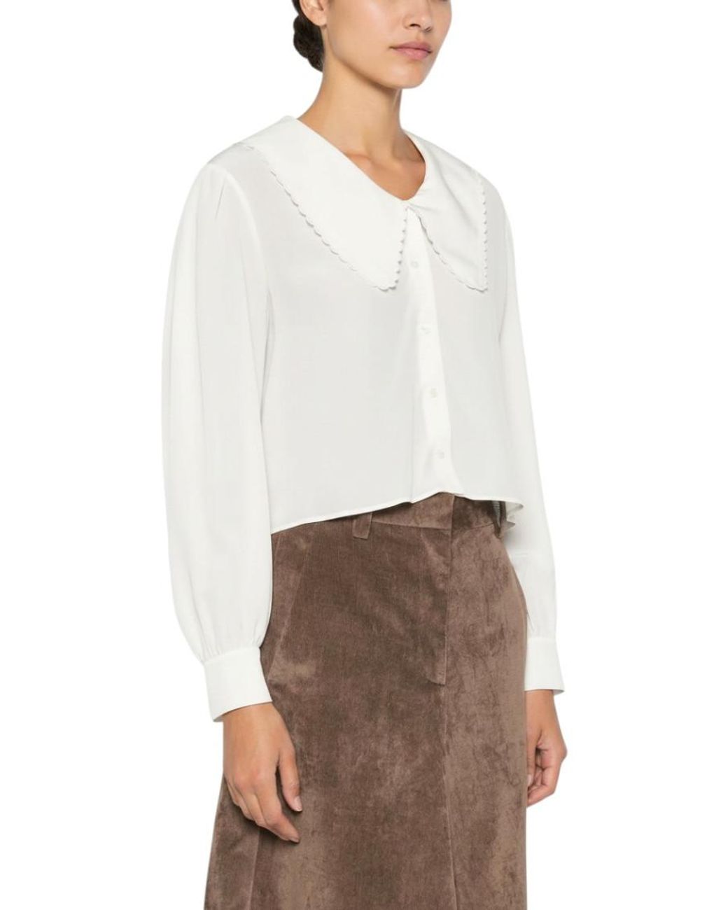 Chloé White V Neck Top