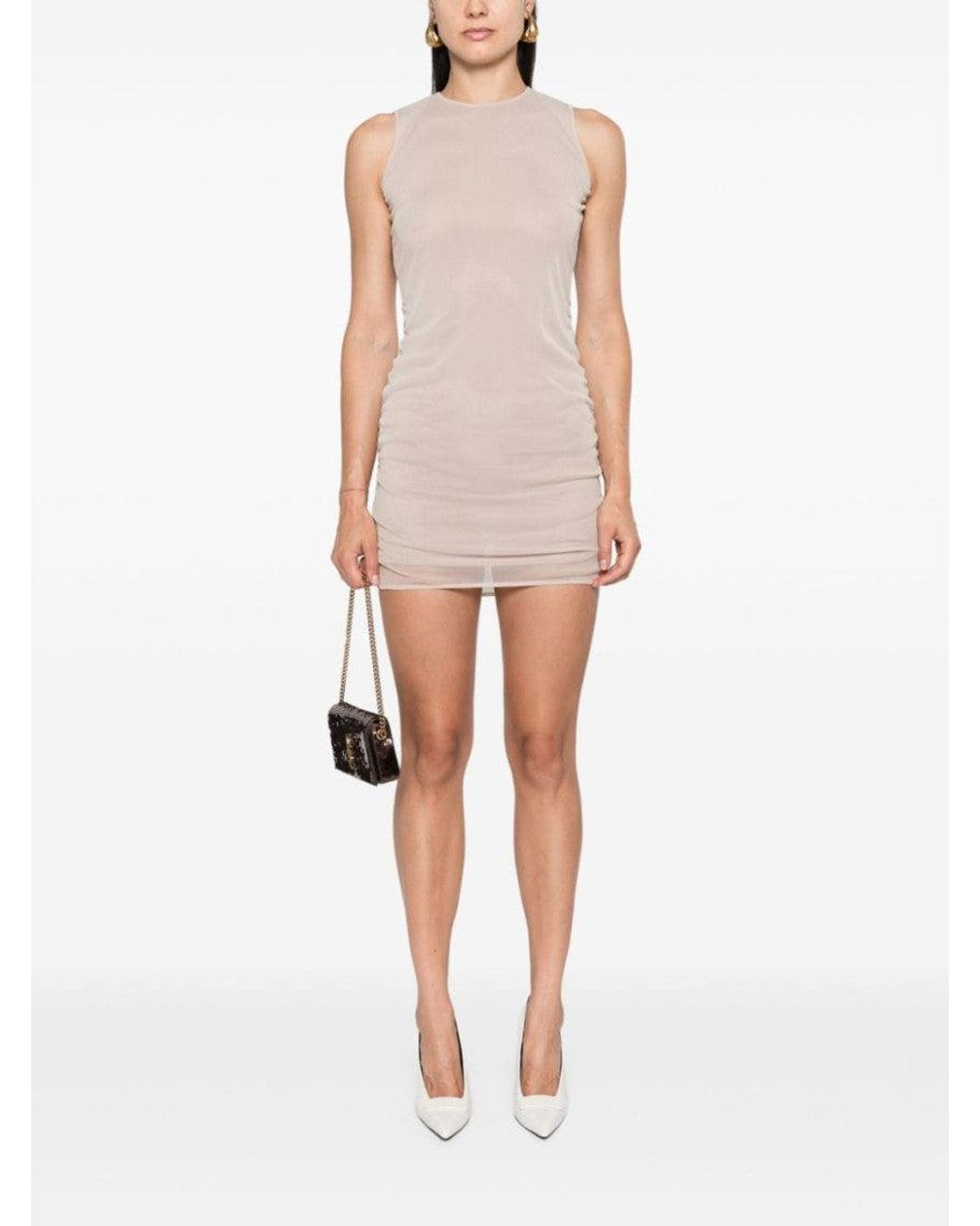 Saint Laurent Natural Stretch Tulle Short Dress