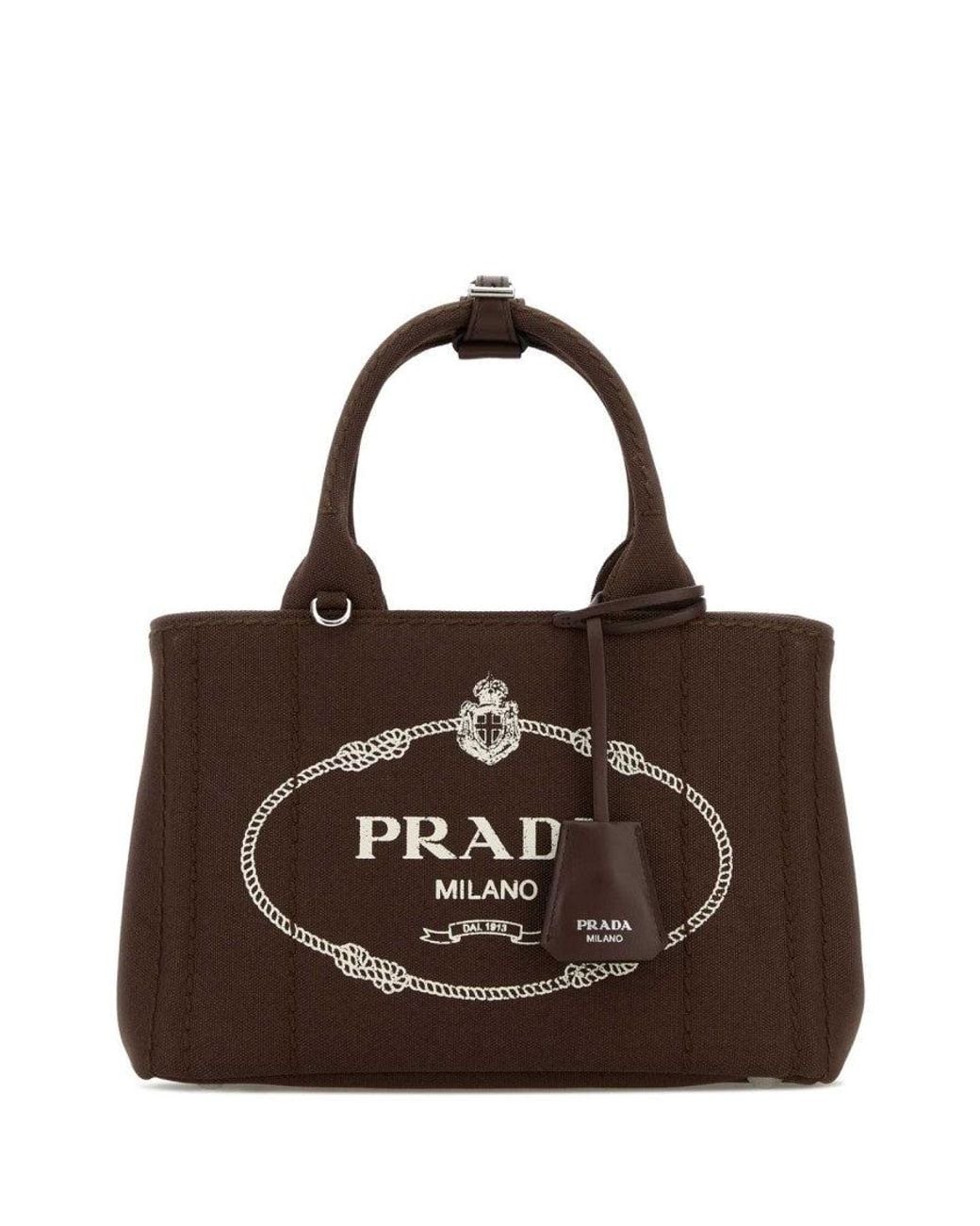 Prada Brown Logo Small Tote