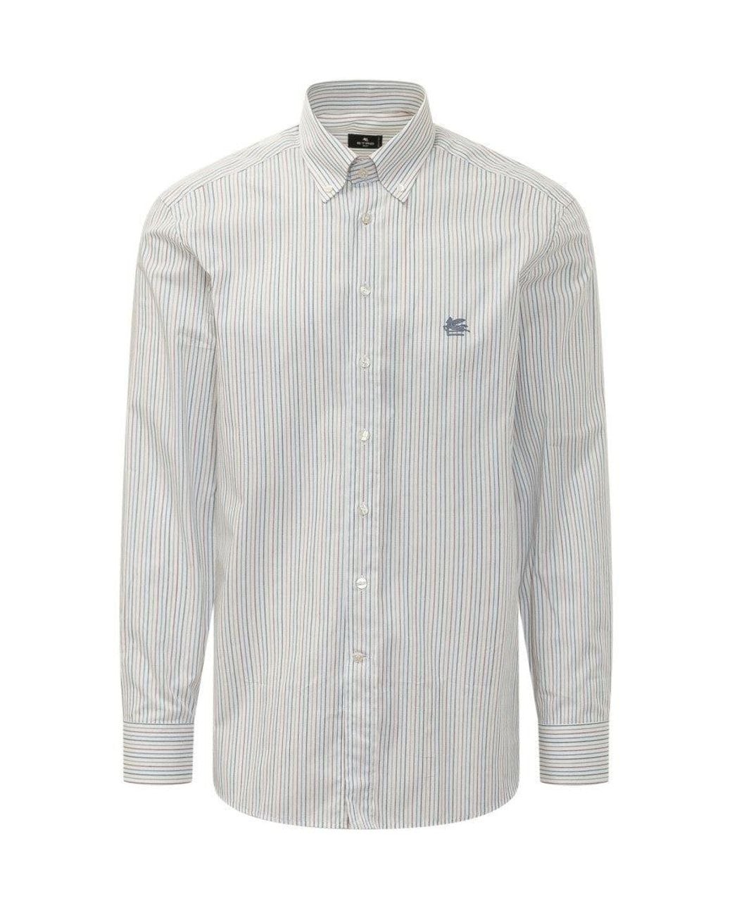 Etro Gray Regular Stripes Shirt for men