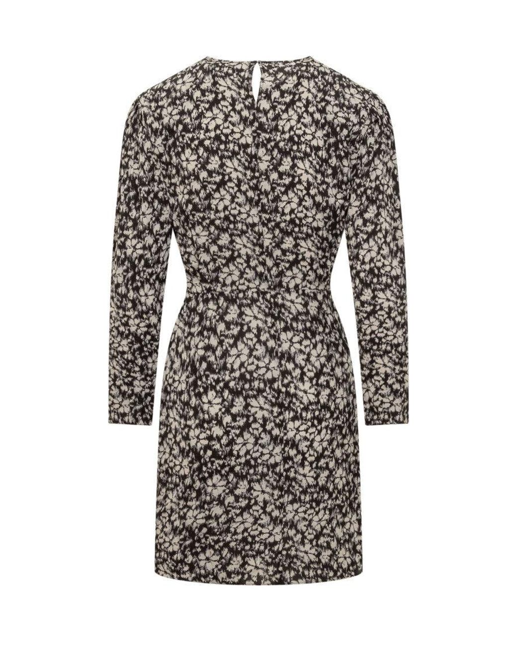 Isabel Marant Gray Printed Round Neck Mini Dress