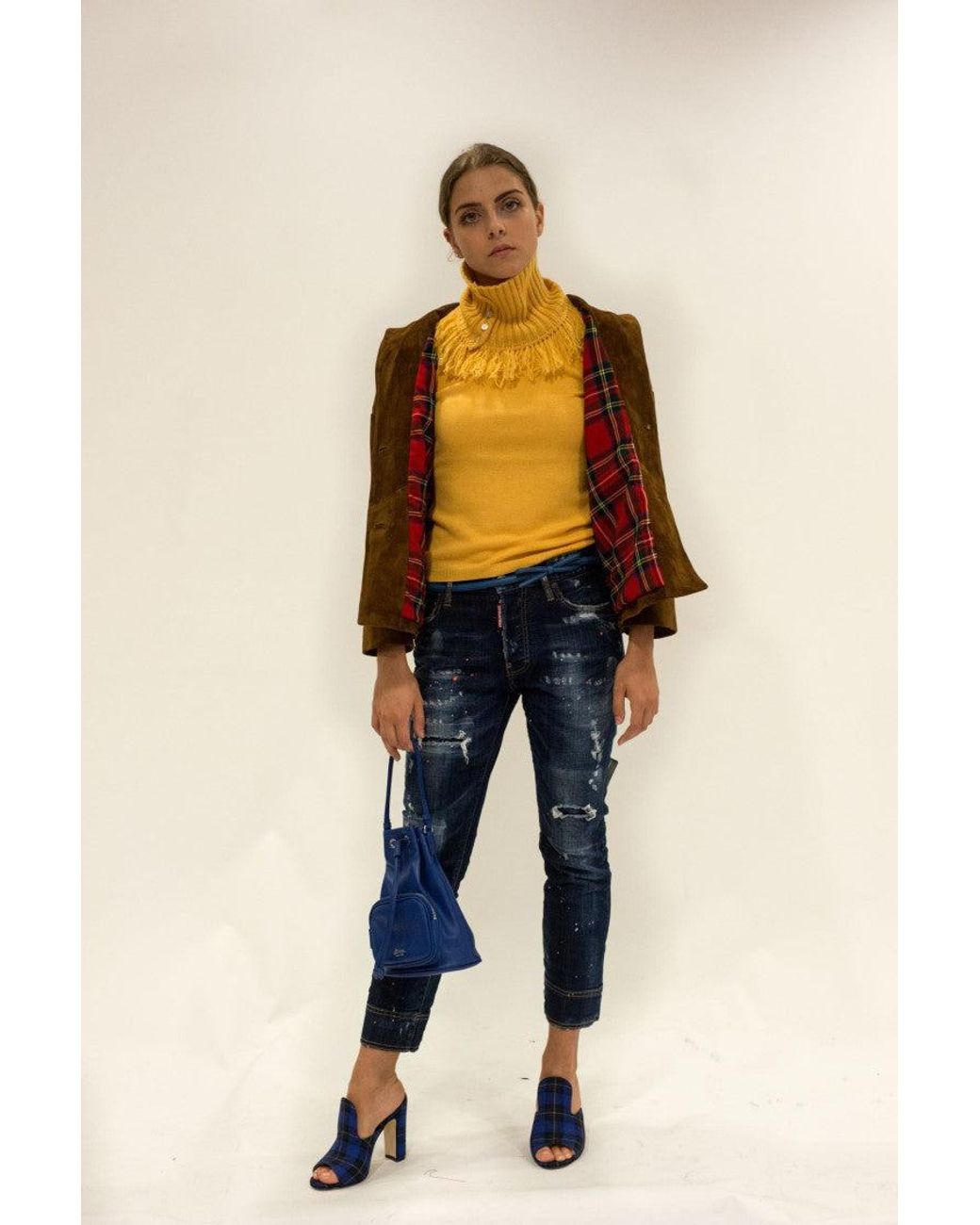 LA ROSE Yellow 3/4 Cashmere Top
