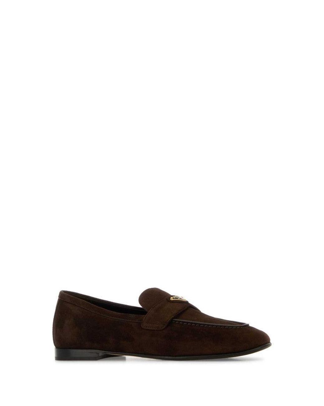 Prada Black Dark Suede Loafers