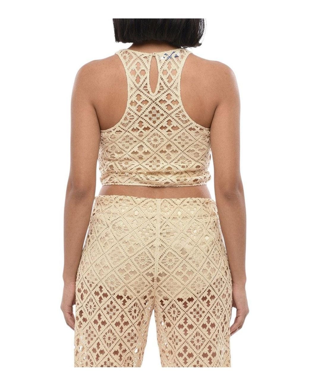 Off-White c/o Virgil Abloh Natural Crochet Halter Neck Top