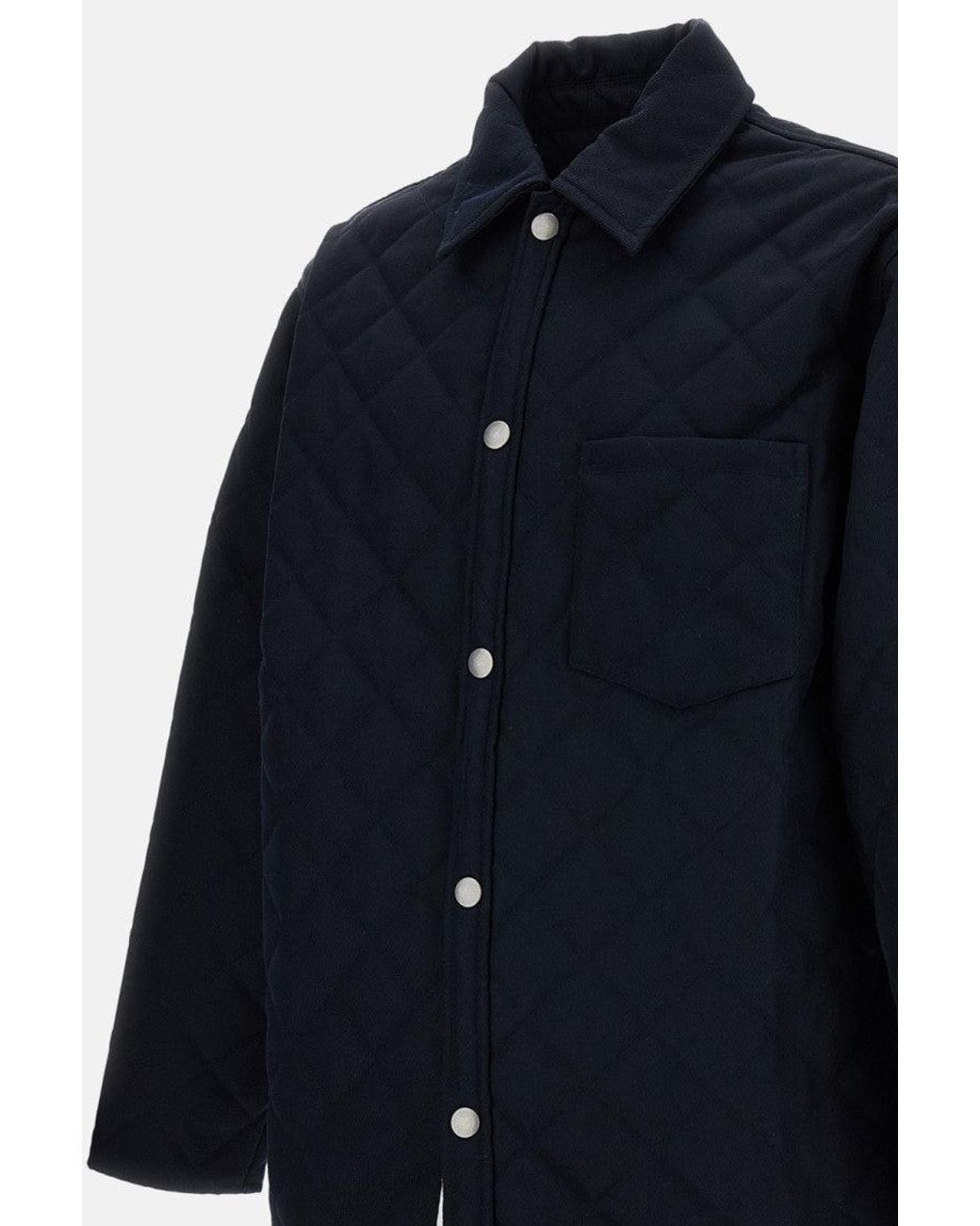 A.P.C. Blue Quilted Wool Blend Blouson Jacket With Classic Detailing for men