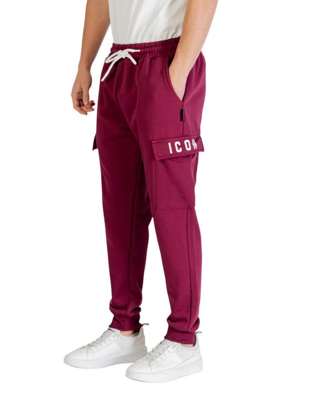 ICON DENIM Red Drawstring Joggers for men