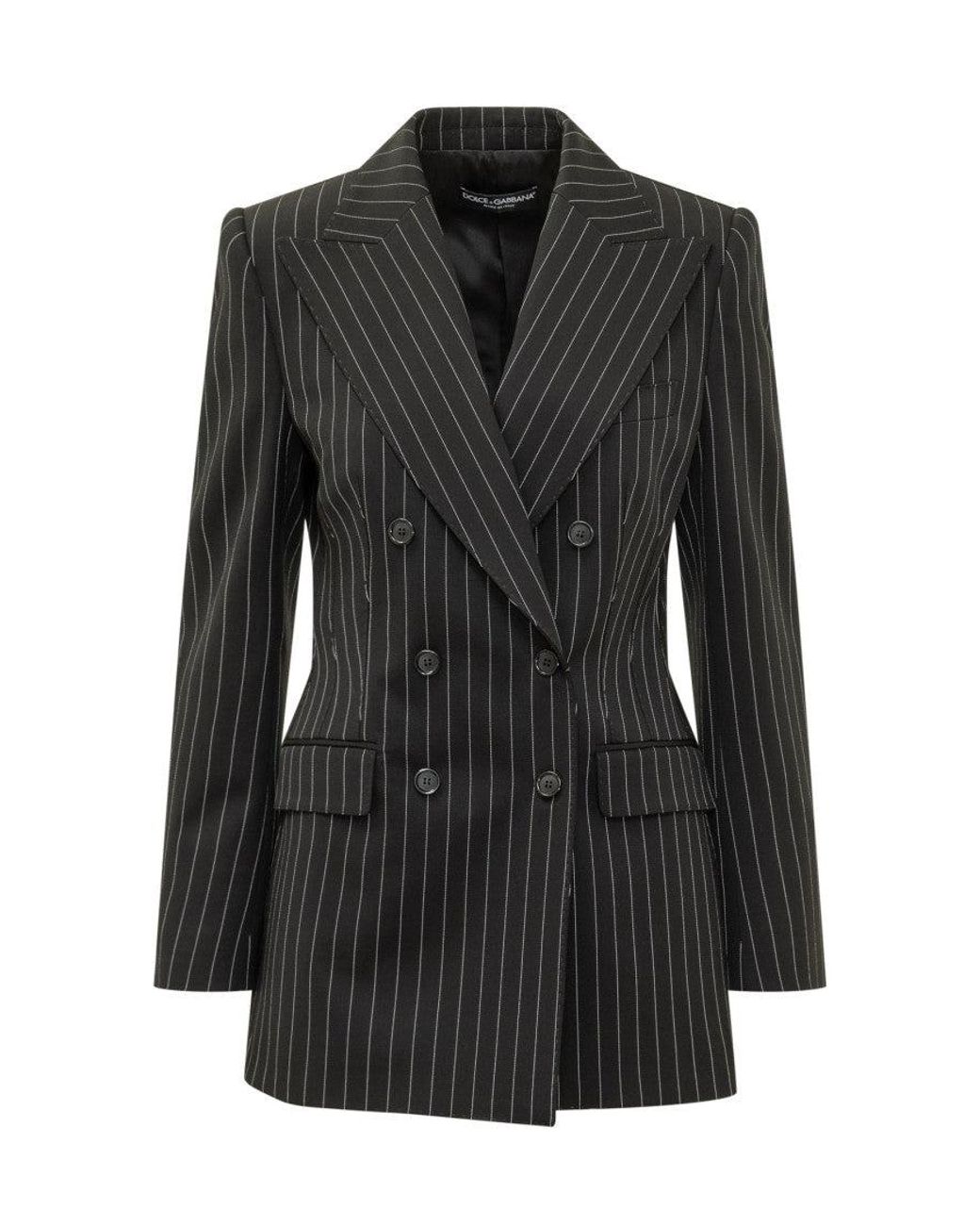 Dolce & Gabbana Black Tailored Blazer With Striped Detailing for men