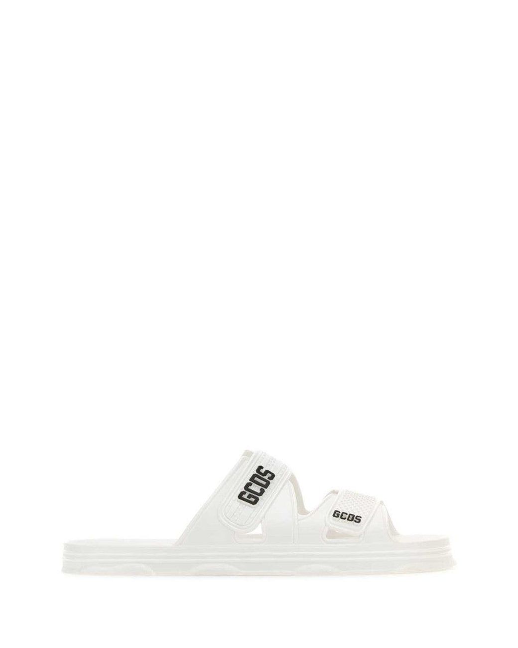 Gcds White Logo Strap Sandals for men