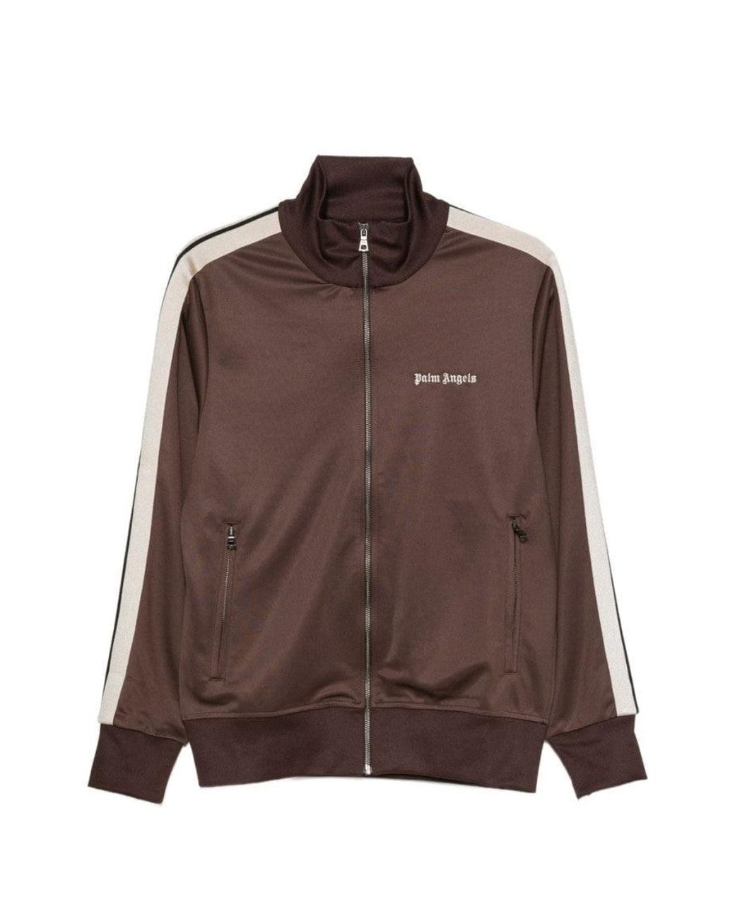 Palm Angels Brown Zip Up Track Jacket for men